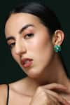 Buy_Varnika Arora_Green Cz Promise Petal Onyx Studs _at_Aza_Fashions