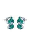 Varnika Arora_Green Cz Promise Petal Onyx Studs _Online_at_Aza_Fashions