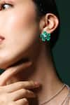 Buy_Varnika Arora_Green Cz Promise Petal Onyx Studs _Online_at_Aza_Fashions