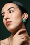 Shop_Varnika Arora_Green Cz Promise Petal Onyx Studs _Online_at_Aza_Fashions