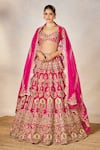 Buy_Masaba_Pink Lehenga And Blouse Heavy Raw Silk Embroidered Anar Pool Leaf Dilli 6 Set _at_Aza_Fashions