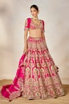 Masaba_Pink Lehenga And Blouse Heavy Raw Silk Embroidered Anar Pool Leaf Dilli 6 Set _Online_at_Aza_Fashions