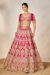 Shop_Masaba_Pink Lehenga And Blouse Heavy Raw Silk Embroidered Anar Pool Leaf Dilli 6 Set 