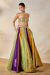 Buy_Masaba_Multi Color Heavy Raw Silk Embroidered Raj Kesar Varak Lehenga Set With Long 