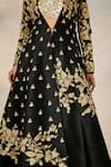 Masaba_Black Jacket Heavy Raw Silk Embroidered Berry Raat Rani With Draped Skirt Set _at_Aza_Fashions