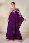 Buy_Masaba_Purple Viscose Raw Silk Embroidered Zardozi One Raat Rani Tunic With Sharara _at_Aza_Fashions