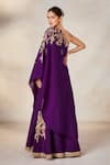 Shop_Masaba_Purple Viscose Raw Silk Embroidered Zardozi One Raat Rani Tunic With Sharara _at_Aza_Fashions