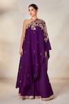 Masaba_Purple Viscose Raw Silk Embroidered Zardozi One Raat Rani Tunic With Sharara _Online_at_Aza_Fashions