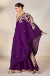 Buy_Masaba_Purple Viscose Raw Silk Embroidered Zardozi One Raat Rani Tunic With Sharara _Online_at_Aza_Fashions