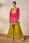 Masaba_Pink Kurta And Sharara Raw Silk Embroidered Shera Round Meetha Paan Set _at_Aza_Fashions