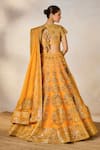 Shop_Masaba_Yellow Raw Silk Embroidery Dori Open Motichur Sonmukhi Motif Bridal Lehenga Set _at_Aza_Fashions