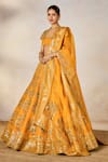 Buy_Masaba_Yellow Raw Silk Embroidery Dori Open Motichur Sonmukhi Motif Bridal Lehenga Set _Online_at_Aza_Fashions