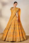 Shop_Masaba_Yellow Raw Silk Embroidery Dori Open Motichur Sonmukhi Motif Bridal Lehenga Set _Online_at_Aza_Fashions