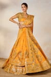 Masaba_Yellow Raw Silk Embroidery Dori Open Motichur Sonmukhi Motif Bridal Lehenga Set _at_Aza_Fashions