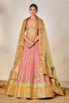 Buy_Masaba_Pink Raw Silk Embroidery Dori Matka Rose Thandai And Pitta Bridal Lehenga Set _at_Aza_Fashions