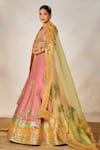 Masaba_Pink Raw Silk Embroidery Dori Matka Rose Thandai And Pitta Bridal Lehenga Set _Online_at_Aza_Fashions