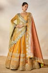 Buy_Masaba_Yellow Raw Silk Embroidery Dori Wide Imarti Raj Pankh Motif Bridal Lehenga Set _at_Aza_Fashions