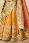 Masaba_Yellow Raw Silk Embroidery Dori Wide Imarti Raj Pankh Motif Bridal Lehenga Set _Online_at_Aza_Fashions