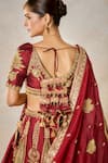 Buy_Masaba_Maroon Heavy Raw Silk Embroidery Tissue Cherry Gulab Kalash Bridal Lehenga Set 