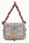 Buy_Doux Amour_Silver Zardozi Noor Bloom And Marodi Embroidered Handbag _at_Aza_Fashions