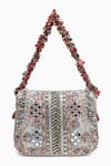 Shop_Doux Amour_Silver Zardozi Noor Bloom And Marodi Embroidered Handbag _at_Aza_Fashions