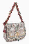 Doux Amour_Silver Zardozi Noor Bloom And Marodi Embroidered Handbag _Online_at_Aza_Fashions