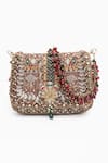 Shop_Doux Amour_Gold Zardozi Noor Bloom And Bugle Bead Embroidered Handbag _Online_at_Aza_Fashions