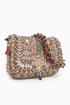 Doux Amour_Gold Zardozi Noor Bloom And Bugle Bead Embroidered Handbag _at_Aza_Fashions