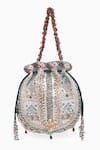 Buy_Doux Amour_Silver Zardozi Mira Fleur And Marodi Embroidered Potli Bag _at_Aza_Fashions