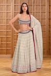 Buy_Samyukta Singhania_Multi Color Lehenga And Dupatta Banarasi Silk Woven Bandhani Bloom Crest Deep Set _at_Aza_Fashions