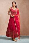 Buy_Alaya Advani_Maroon Anarkali Georgette Embroidered Hand Sleeveless With Dupatta _at_Aza_Fashions