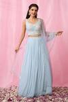 Alaya Advani_Blue Lehenga Georgette Embroidered Sequin Sweetheart Embellished Pleated Set 