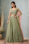 Buy_Alaya Advani_Green Lehenga Organza Embellished Sequin Sweetheart Embroidered Set _at_Aza_Fashions