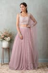 Buy_Alaya Advani_Pink Lehenga Georgette Embroidered Sequin Square Embellished Set _at_Aza_Fashions