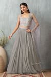 Buy_Alaya Advani_Grey Lehenga Georgette Embroidered Sequin Square Set _at_Aza_Fashions