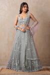 Buy_Alaya Advani_Grey Blouse And Dupatta Net Embroidered Sequin Floral Booti Hand Work Lehenga Set _at_Aza_Fashions