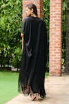 Shop_Ohaila Khan_Black Satin Embellished Tassel Cape Open Sanaz Border Skirt Set _at_Aza_Fashions