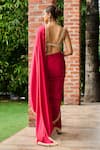 Shop_Ohaila Khan_Red Satin Embellished Pearl Sweetheart Neck Dilnaz Border Saree With Blouse _at_Aza_Fashions