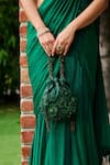 Buy_Ohaila Khan_Emerald Green Chiffon Embellished Tassel Razan Pre-draped Saree With Blouse _Online_at_Aza_Fashions