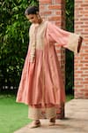 Buy_Ohaila Khan_Pink Chanderi Embellished Cord Keyhole Avalie Yoke Kurta And Pant Set _at_Aza_Fashions