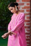 Ohaila Khan_Pink Chanderi Embellished Lace Round Zeba Kurta And Pant Set _Online_at_Aza_Fashions