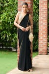 Buy_Ohaila Khan_Black Chiffon Embellished Gota Parvin Border Pre-draped Saree With Blouse _at_Aza_Fashions