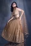 Shop_Alaya Advani_Brown Lehenga Georgette Embroidered Mirror Leaf Sequin And Set _Online