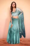 Buy_Alaya Advani_Green Lehenga Georgette Viscose Embroidered Sequin Leaf And Thread Set _at_Aza_Fashions