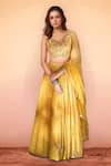 Buy_Alaya Advani_Yellow Lehenga Georgette Viscose Embroidered Sequin Leaf And Thread Set _at_Aza_Fashions