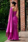 Shop_Ohaila Khan_Fuchsia Chiffon Embellished Bead Layla Pre-draped Saree With Corset Blouse _at_Aza_Fashions