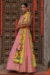 Gazab by Miku Kumar_Pink Muslin Printed Sequin Round Kaira Anarkali With Dupatta _Online_at_Aza_Fashions