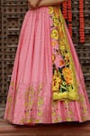 Buy_Gazab by Miku Kumar_Pink Muslin Printed Sequin Round Kaira Anarkali With Dupatta 