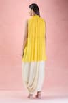 Shop_Samyukta Singhania_Yellow Crepe Hand Embroidered Sequin High Placement Tunic With Draped Skirt _at_Aza_Fashions