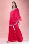 Buy_Samyukta Singhania_Red Crepe Embroidery Asymmetric Hand Tunic With Gharara